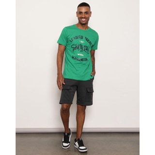 Bermuda Masculina Reta Helanca Bolso Frontal Preta