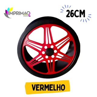 Carretilha Carretel Grande 26cm Rolamento Duplo - Vermelha