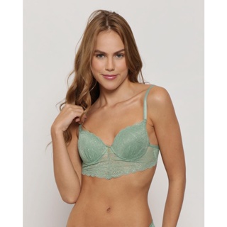 Sutiã Feminino Com Bojo Bolha Corpete Renda Verde