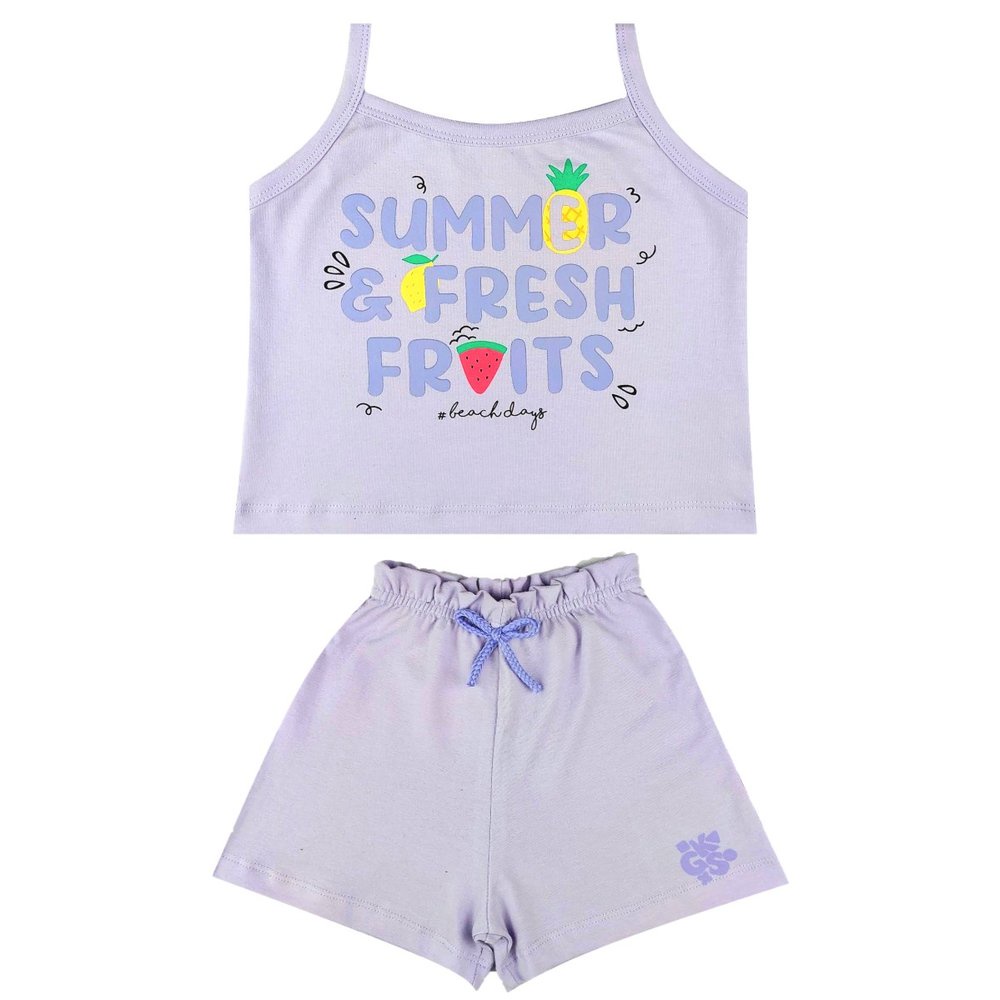 Conjunto Infantil de Verão para Menina Cropped e Shorts - GKS Rosa