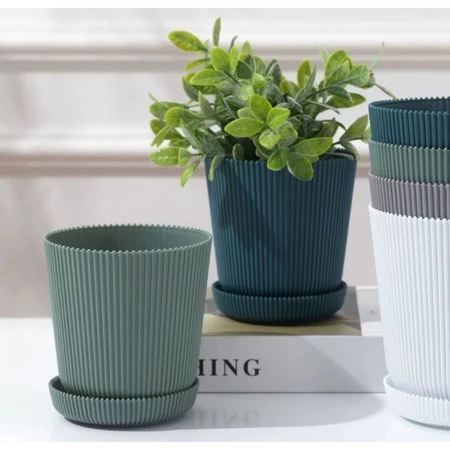 kit 1 3 5 pcs Vaso de flor Cachepô Decorativo com bandeja Plastico