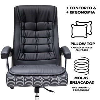 Kit 2 Cadeiras De Escritório Presidente Executiva Alta Big Confortável  Molas Ensacadas Pillow Top Caramelo