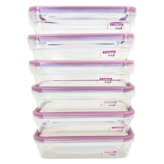 Conjunto 6 Potes 820ml Hermético Com Travas Empilhavel Para Marmita Organizadores Cozinha Sanremo Alta Qualidade