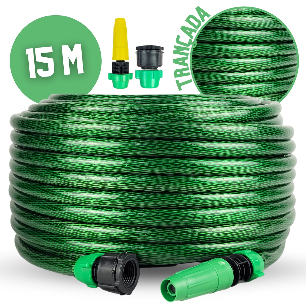 Mangueira Para Jardim 15m Metros Trançada Reforçada Completa | Shopee ...