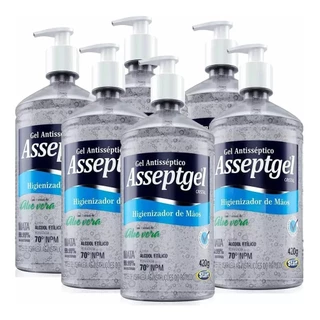 Kit 6 Álcool Gel Antisséptico 70º Inpm 420g Asseptgel Start