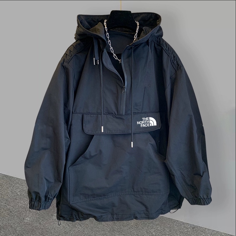 TNF Jaqueta Casual De Capuz Para Homens Casaco Encaixe Solto O