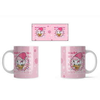 Caneca Branca Porcelana Desenho Turma do Mickey Natal