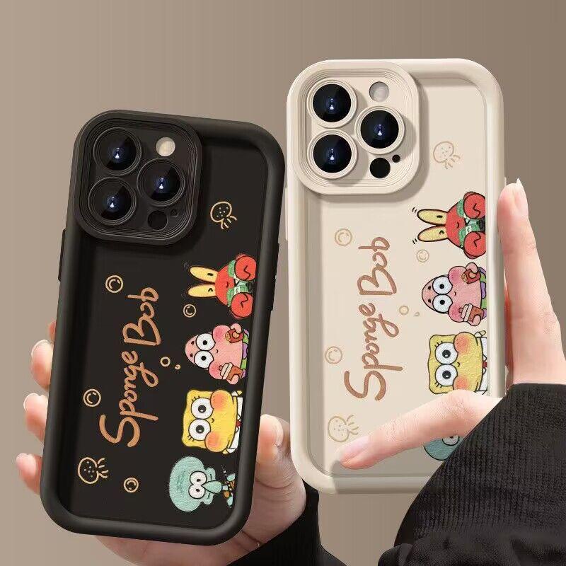 Capa Para Samsung Galaxy A20S A11 A30 A10S A03S A22 A12 A13 A23 A54 A14 A34 A04E A24 A03 De Celular De Silicone Flexível Desenho Animado Esponja Bob Calça Quadrada TPU À Prova De Choque