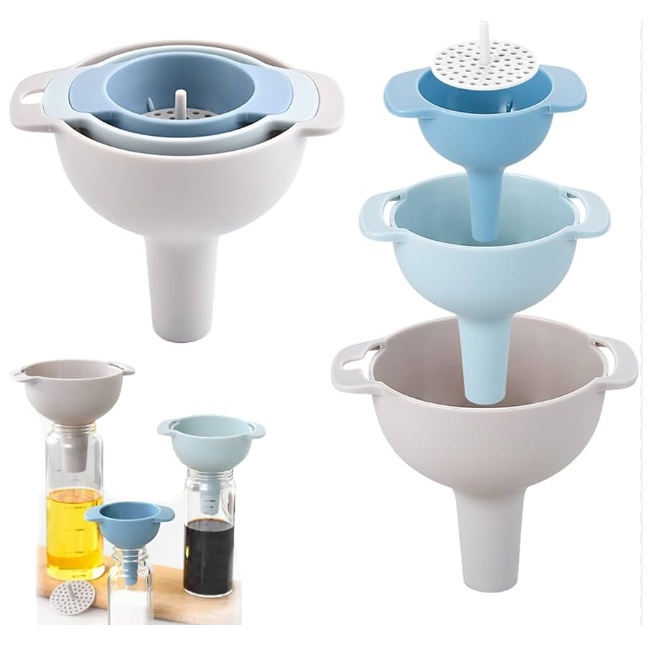 Kit Funil 3 Tamanhos Com Coador Removível Prático Resistente | Shopee ...