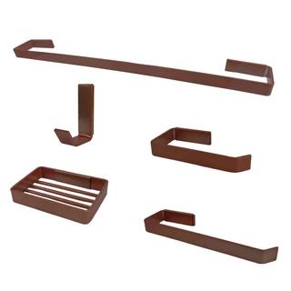 Kit Acessórios Para Banheiro Quadrado de Metal 5 Peças Corten Luxo Cód. 5270