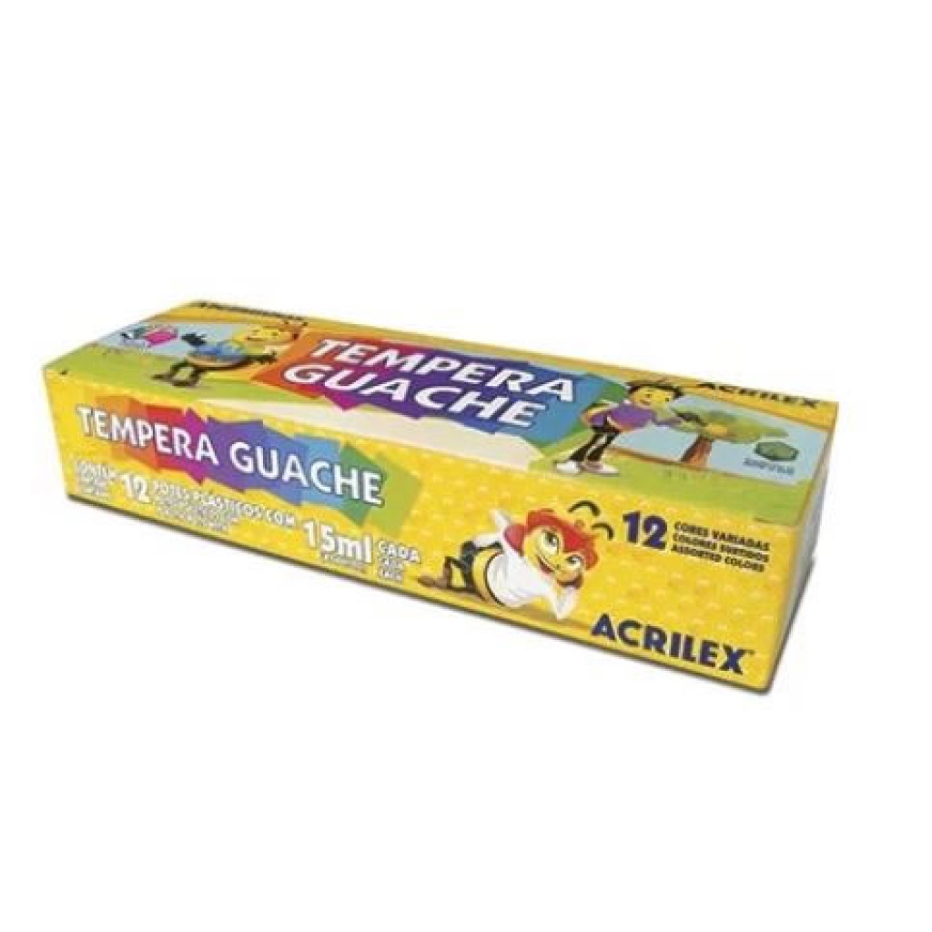 TEMPERA GUACHE/ 15ML 12CORES SEM COR ACRILEX 20120000 | Shopee Brasil
