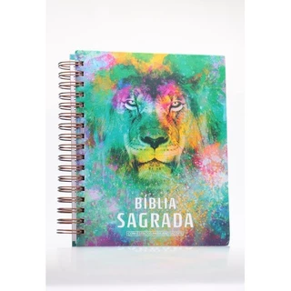 Bíblia Sagrada Anote a Palavra | NVI | Letra Normal | Leão Color | Wire-o | Com Espaço Para Anotações
