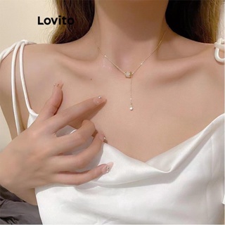 Lovito Colares Casuais Bulgari De Opala Lisa Para Mulheres LFA10258