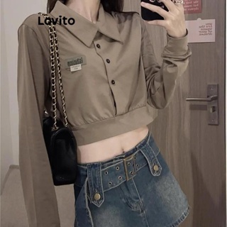 Lovito Blusa Feminina Casual Com Botões Lisos Na Frente LNA41052