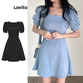 Lovito Vestido Elegante De Linha De Estrutura Lisa Para Mulheres L74ED181