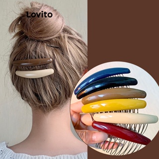Lovito Pente De Cabelo Liso Casual Antiderrapante Clipes De Cabelo Sem Rastros Para Mulheres LFA11526