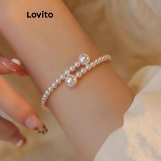 Lovito Pulseira Retrô Elegante De Pérolas Lisas Para Mulheres LFA11753