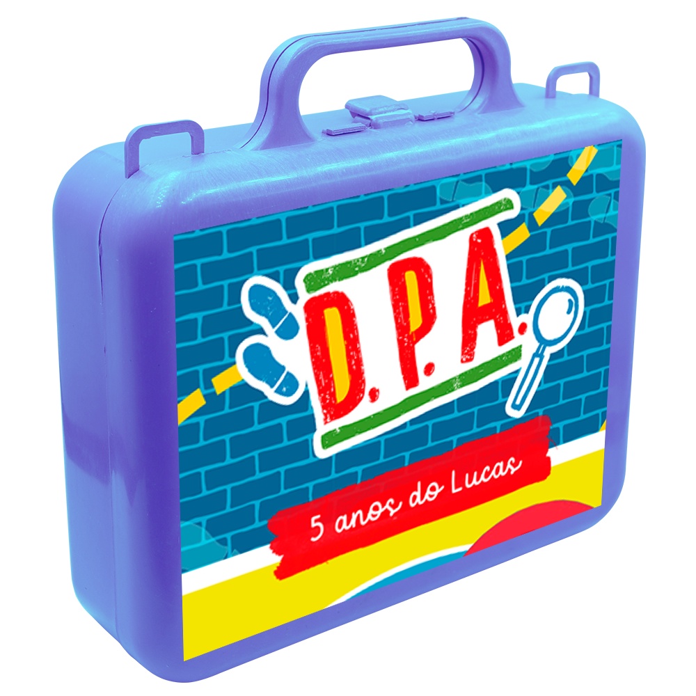 5 Maletinha lembrancinha Detetives DPA aniversário infantil