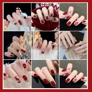 Lovito Beauty Ins Y2K À Prova De Água 3D Relevo Ano Novo Chinês Unhas Artificiais Para Mulheres LBT01044