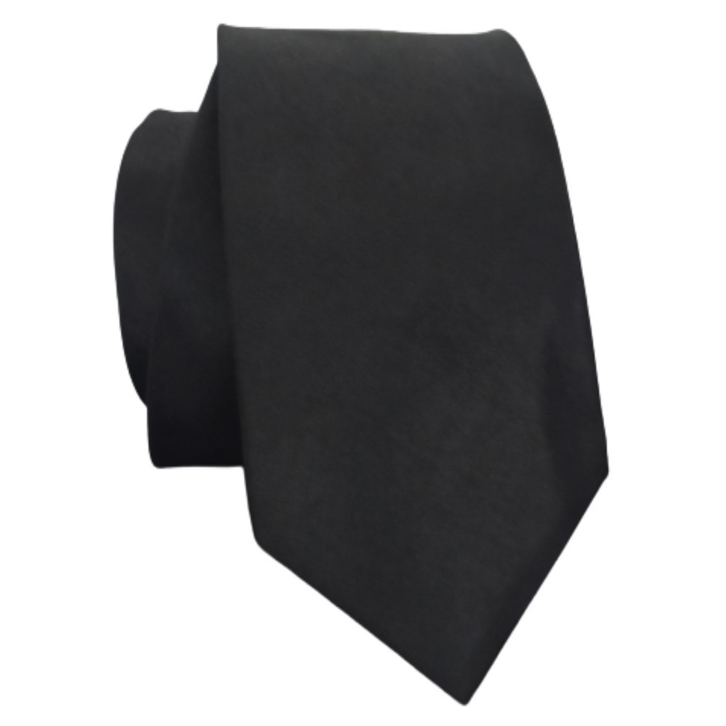 Gravata Slim Preta Poliéster Casamento Padrinho
