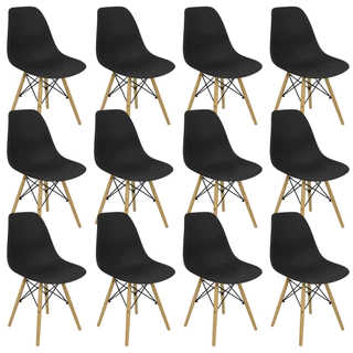 Kit 12 Cadeiras Charles Eames Eiffel Wood Design Varias Cores