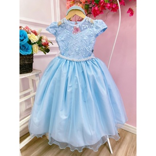 Vestido Cinderela azul modelo Sandra infantil