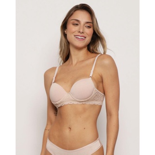 Sutiã Feminino Base com Bojo e Renda Bege
