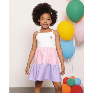 ​Vestido Infantil Três Marias Alcinha Maquinetado Branco