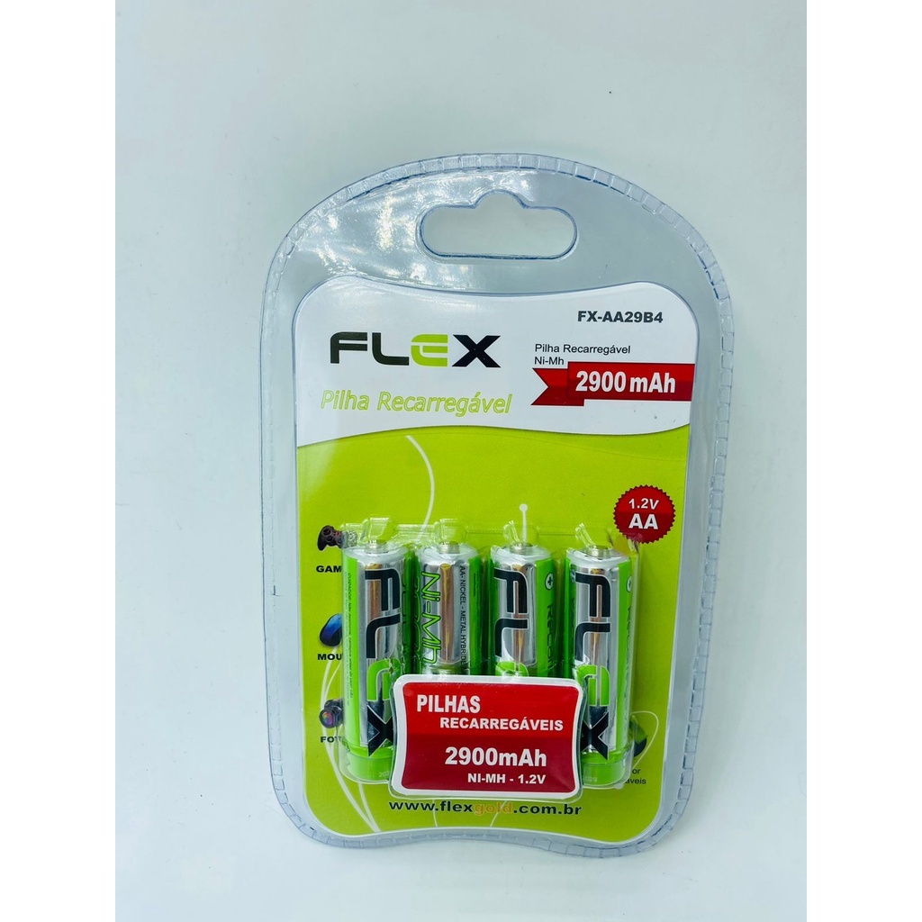 4 E 2 Pilhas Recarregáveis Flex Aa 2700mAh Original Ni-mh 1.2v AA no Blister FX-AA27B2