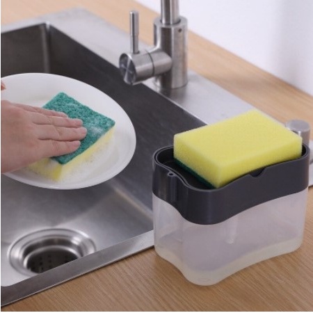 Dispensador Para Detergente Dispenser Sabao 2x1 Detergente Suporte Porta Bucha Esponja Limpeza Sabão Limpa Cozinha Casa Louça Dosador