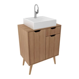 Gabinete Banheiro 60cm 2 Portas e 1 gaveta Retrô Multimóveis CR10118