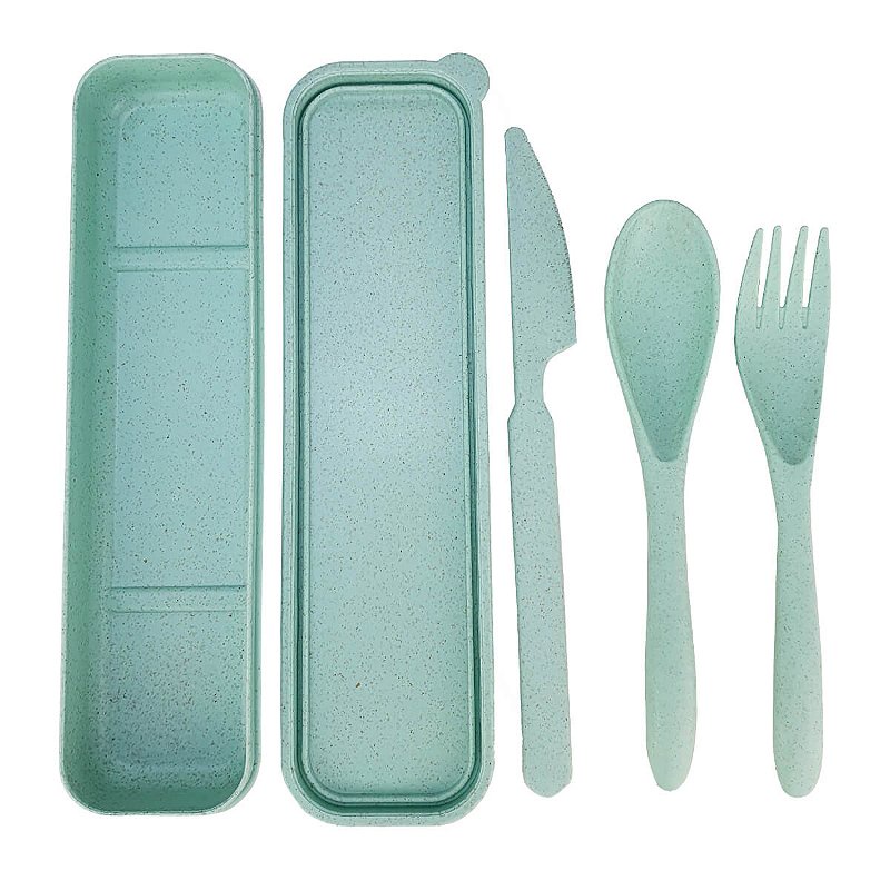 Kit Talheres Reutilizável com Estojo Biodegradável Ecológico 4 peças ...