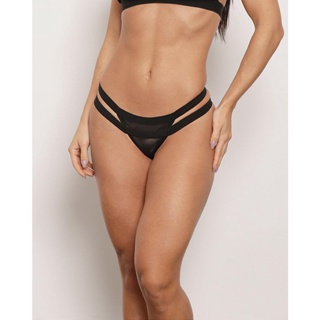 Calcinha Feminina String Tiras Dupla Tule Preta