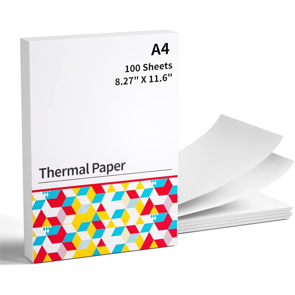 Papel Térmico Itari A4 Para Impressora Portátil M08F-A4 P831 , Multiuso Fotos , Trabalhos De Casa , Contratos , 8,27 " X11,6 " , 100 Folhas