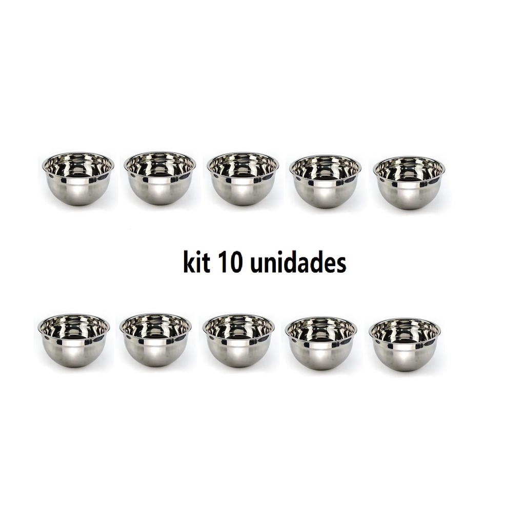 Kit 10 Inox Tijela 18cm Redonda, Saladeira Bacia