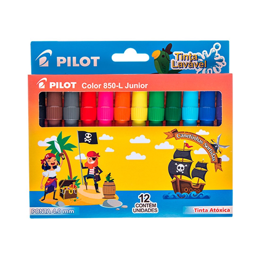 Caneta Hidrográfica Pilor Color 850 JR 4.0mm Caixa com 12 Cores