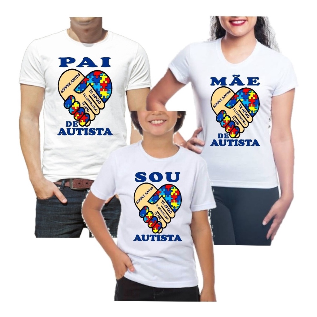 Kit 2 Camisetas Pai Mãe Filho Autista espectro Autismo | Shopee Brasil