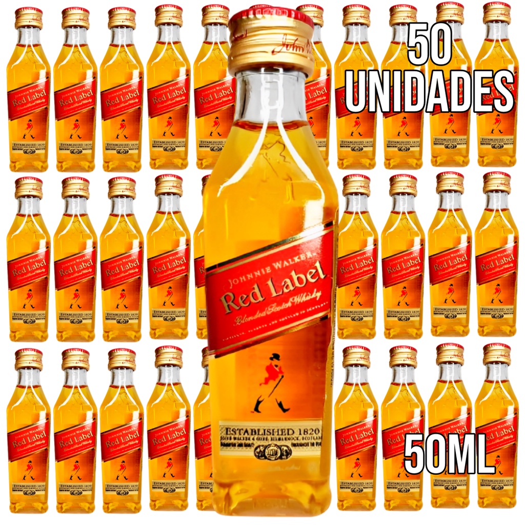 Kit 50 Mini Whisky Johnnie Walker Red Label 50ml | Shopee Brasil