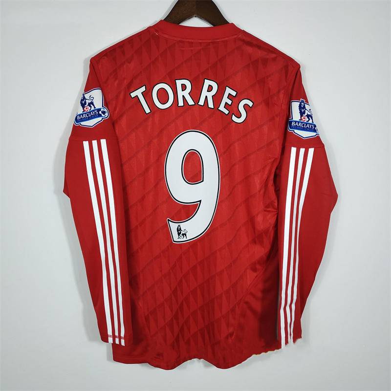 10-11 Liverpool Manga Longa De Alta Qualidade Home Retro Football Jersey Camisa Personalizada TORRES GERRARD TSNO