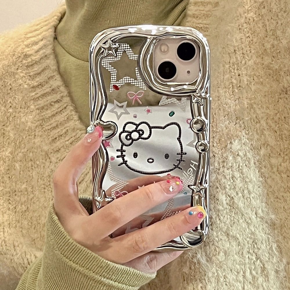 Prata galvanizado Kitty Cat Phone Case para Iphone 14promax Phone Case para Iphone13 12/11 BOYC