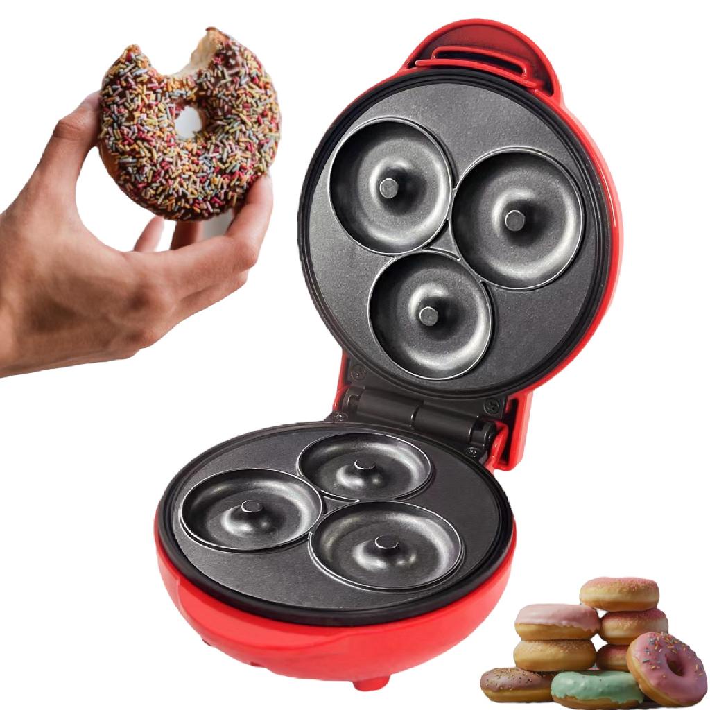 Máquina De Donuts Elétrica 110v Fazer Rosquinhas Portátil Assadeira Compacta Antiaderente Doce Confeitaria Café Da Manhã Infantil