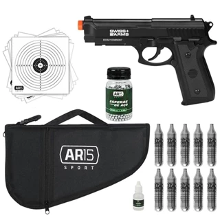 Pistola Pressão CO2 4.5mm Swiss Arms PT92 + Capa + Esfera