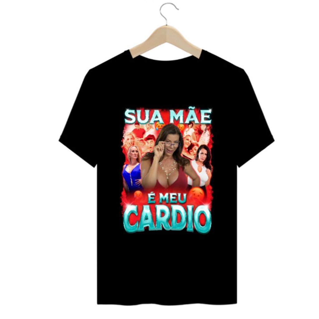 Camiseta Engraçada Academia Treino Sua Mãe é Meu Cardio 100