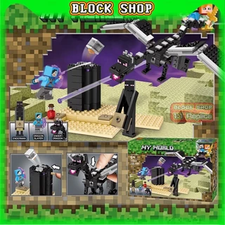 Ender Dragon The End Battle Minecraft 21151 Building Blocks Mistério Multi-Scene Blocos De Brinquedos Educativos Para Crianças