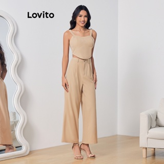 Lovito Conjunto Casual Feminino Com Botão Plissado E Bolso Liso Calças LBL07152