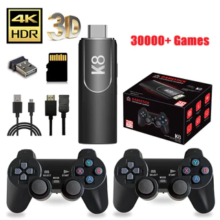 Video Game Stick 2 - Console 4k 64GB X2/K8 37000 MIL Jogos + 2 Controles a Pronta Entrega Jogos Retrô Para PSP PS1 GBA