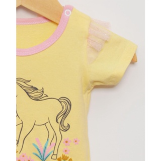 Body Bebê Manga Curta Estampa Unicórnio Amarelo
