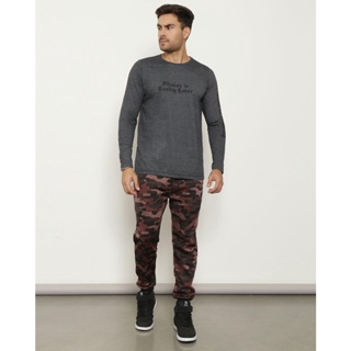Calça Masculina Helanca Jogger Camuflada Marrom