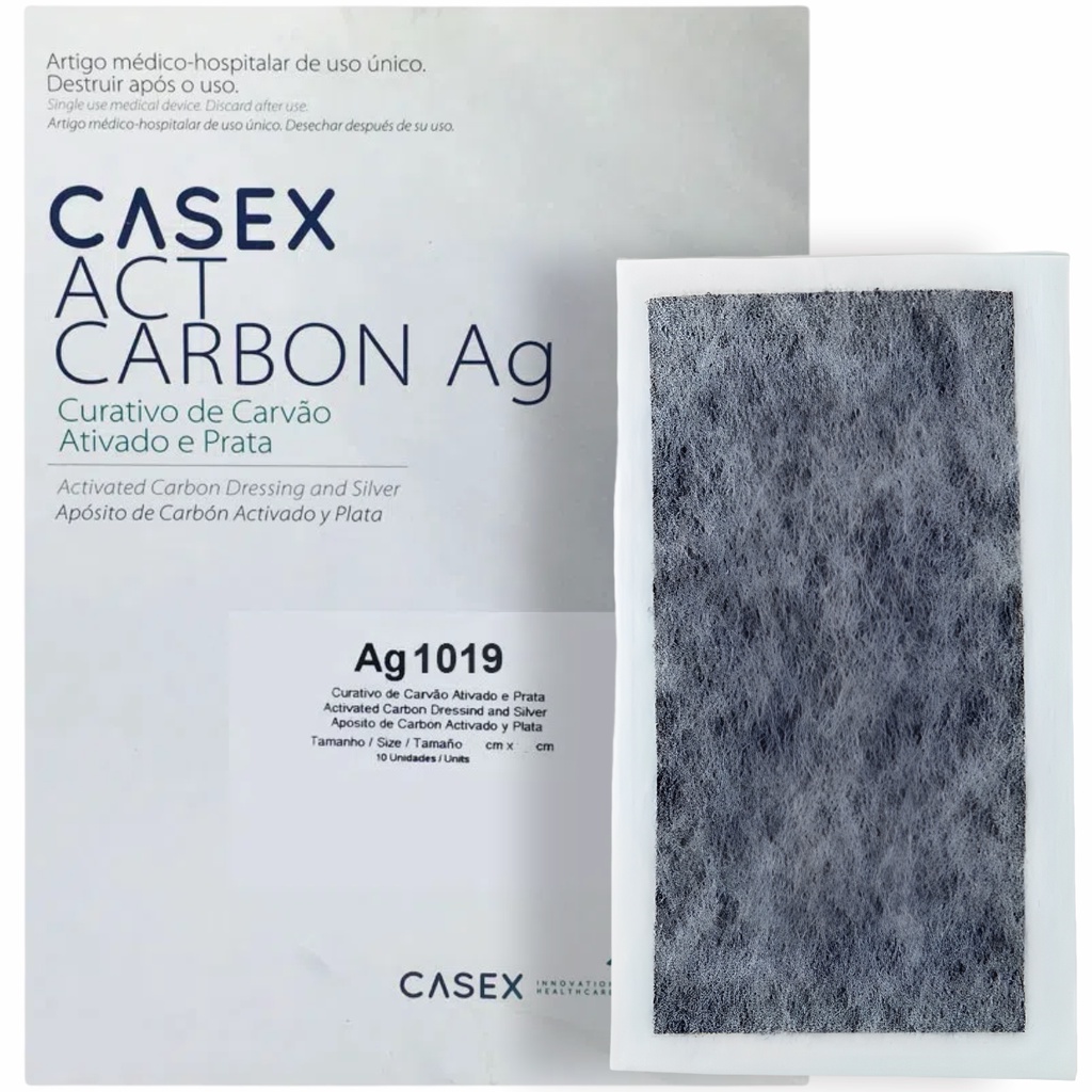 Curativo de Carvão Ativado e Prata Act Carbon A 10,5cm x 19cm Casex ...