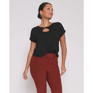 Blusa Feminina Decote Vazado Preta
